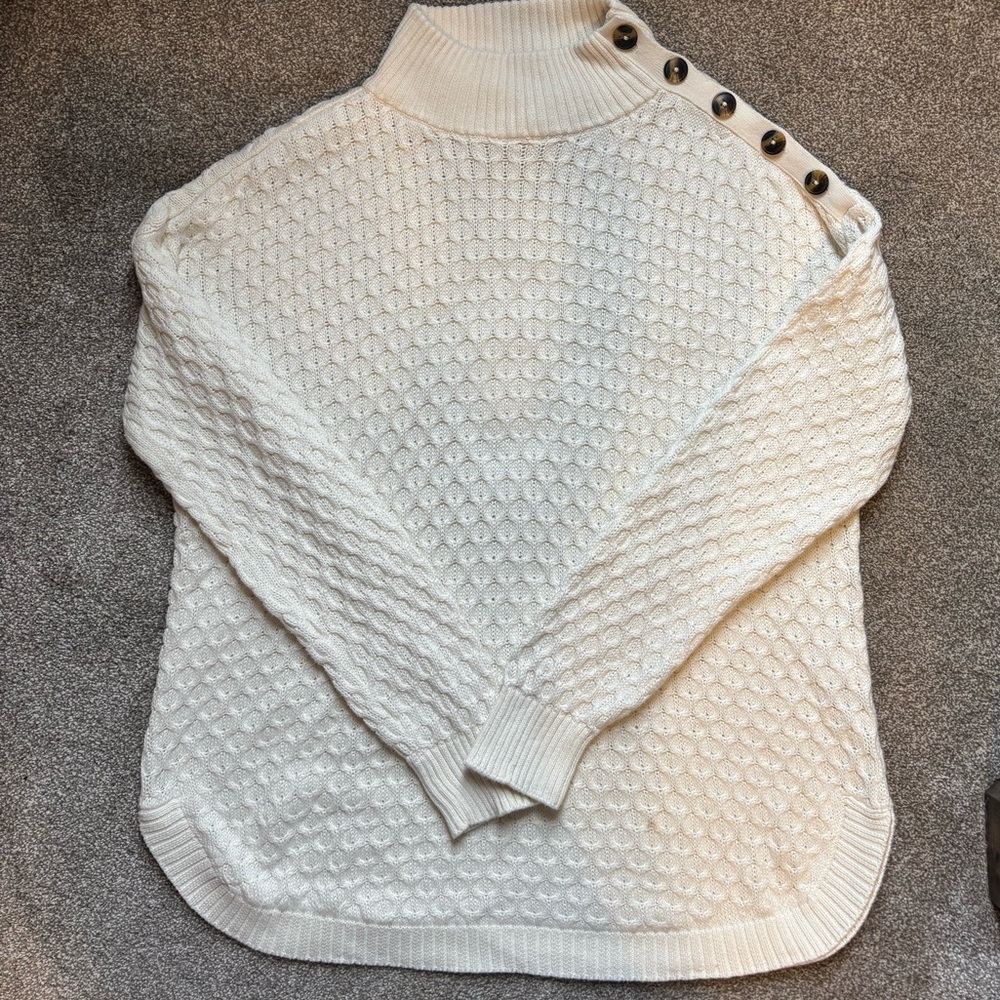 Motherhood Ivory Turtleneck Sweater with Button Accents